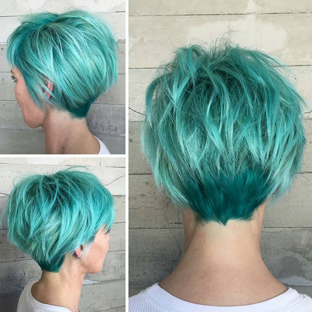 Green layered longer pixie haircut 2017