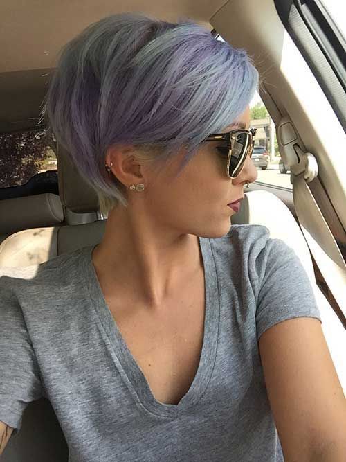 Short purple pixie haircut