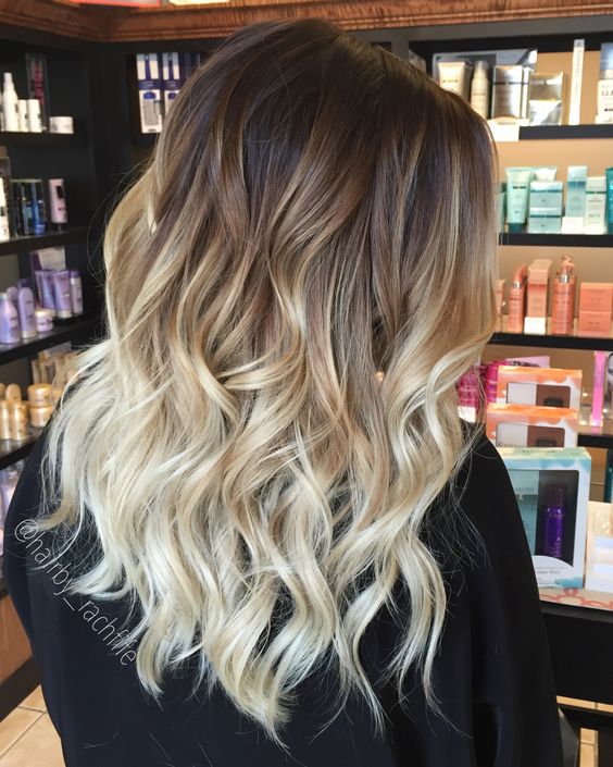 ombre hair brown to blonde medium length