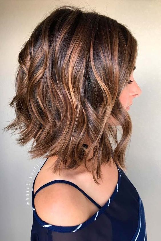 Balayage, Curly Lob Hairstyles - Shoulder Length Hair Cuts for Women and Girls