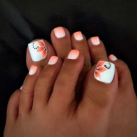 43 Cute Toe Nail Designs : White Daisy Outline + Blue Toe Nails I Take You  | Wedding Readings | Wedding Ideas | Wedding Dresses | Wedding Theme