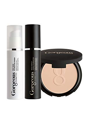 Gorgeous Cosmetics Complexion Perfection Foundation Makeup Kit, with Full Size Liquid Foundation, Powder Foundation and Makeup Primer, Shade - Skin Tone Fair