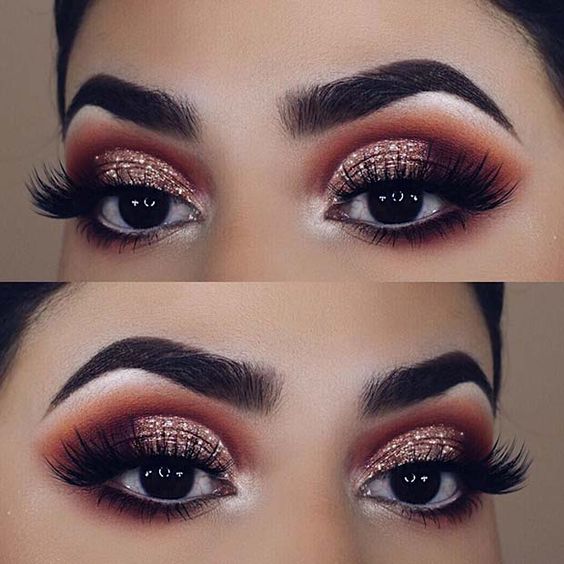 Brown Smokey Eye with Glitter for Brown Eyes