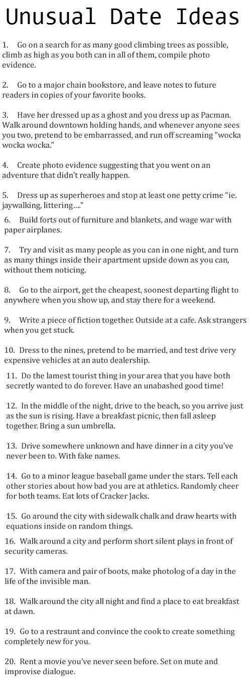 date ideas - this would be so much fun!!