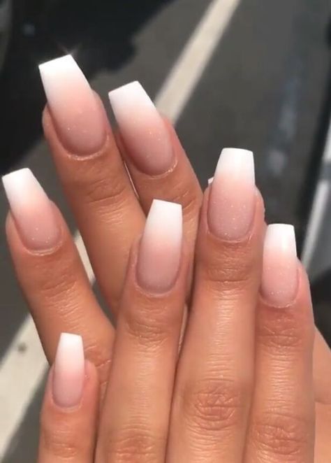 medium/long coffin acrylic nails!  white prom nails are the classiest look