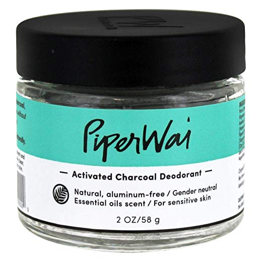 PiperWai Natural, Organic, Vegan, Non-Toxic, Cruelty-Free Aluminum-Free Charcoal Deodorant Jar (2 oz), Odor-Absorbing and Wetness Fighting, Coconut Oil, Gender-Neutral (As Seen on Shark Tank)