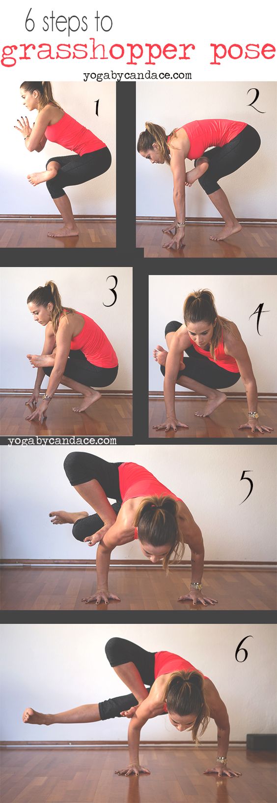 Pin now, practice later! How to do grasshopper pose. Wearing: Zella leggings, Sweaty Betty tank
