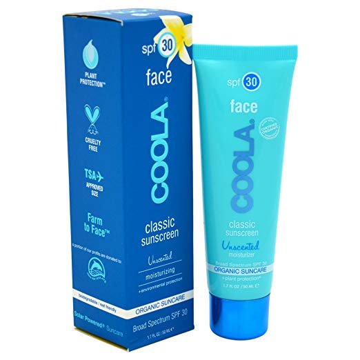 COOLA Organic Suncare, Unscented Face Sunscreen Moisturizer, SPF 30, 1.7 fl. Ounce