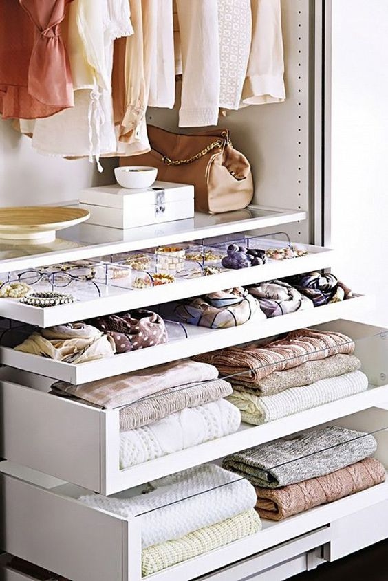 Closet organization tips: Use drawer inserts to maximize your space and keep everything in place.
