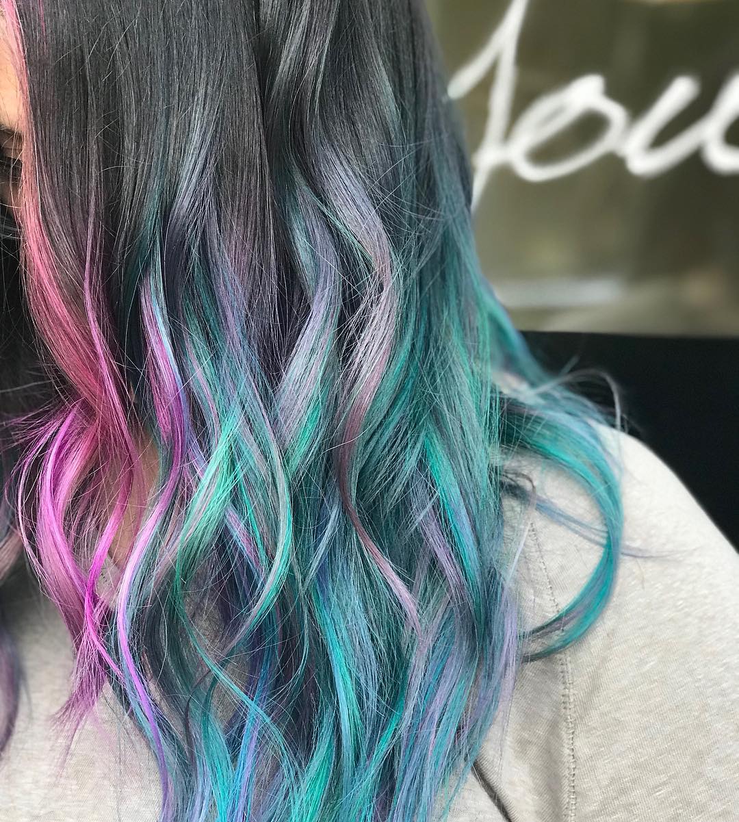 Hair Color Ideas - dark red green