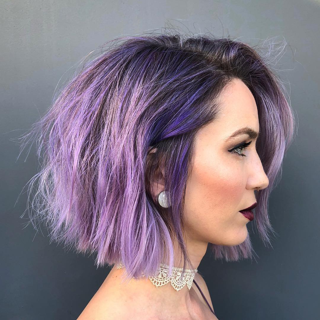 Purple With Blonde Highlights Bob Cut