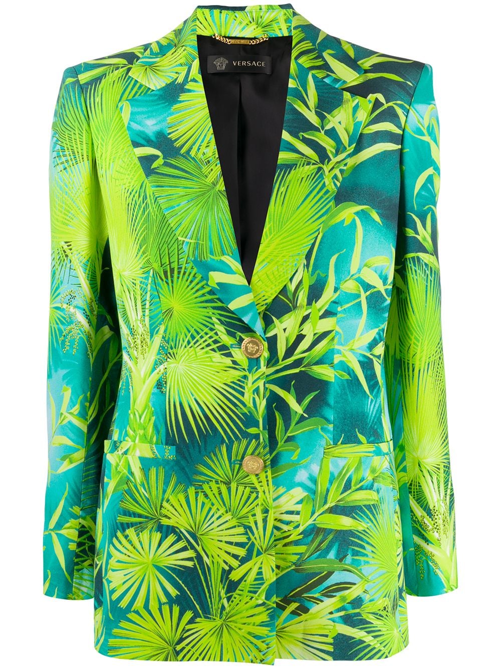 What to Wear - Demi Lovato's Bold Green Palm Print Blazer - Her Style Code