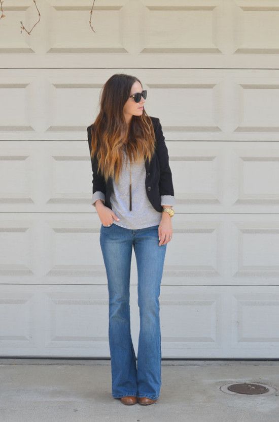 What to Wear With Bootcut Jeans  Blazer outfits for women, Casual