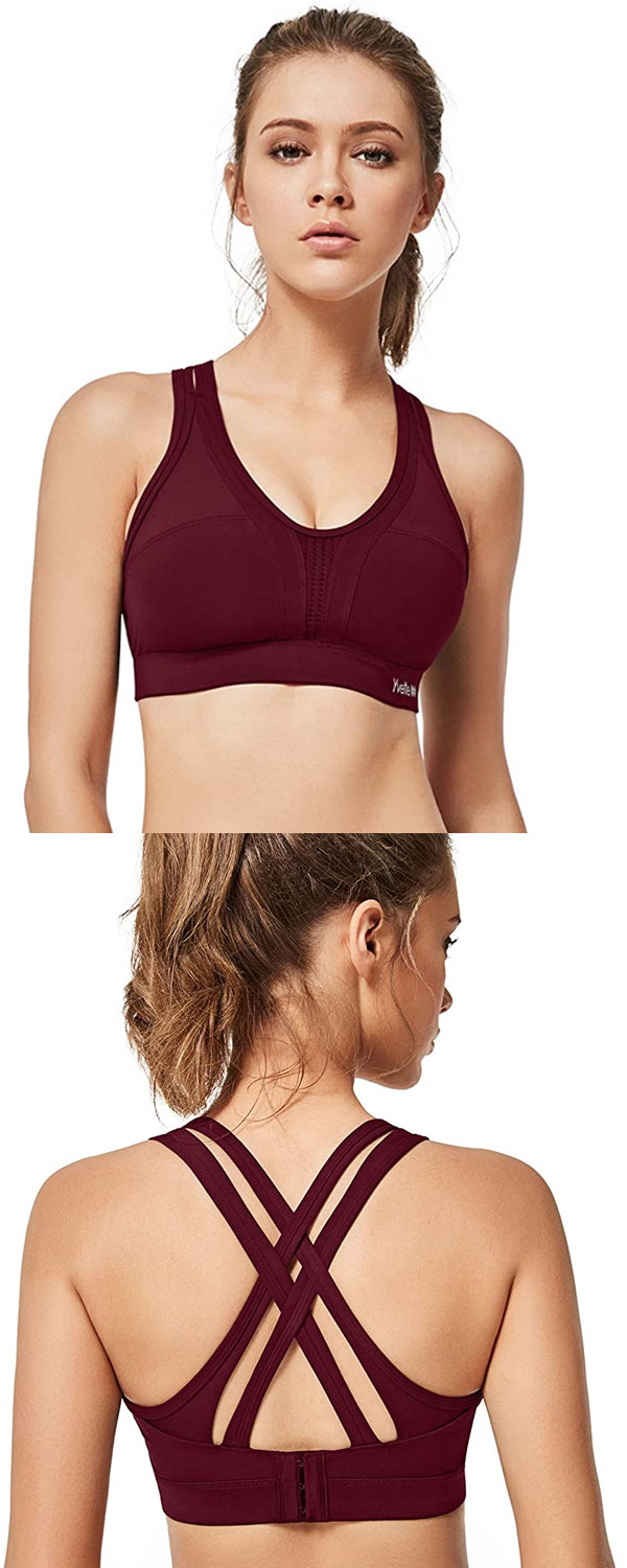  High Impact Sports Bras Criss Cross Back Sexy Running Bra for Plus Size