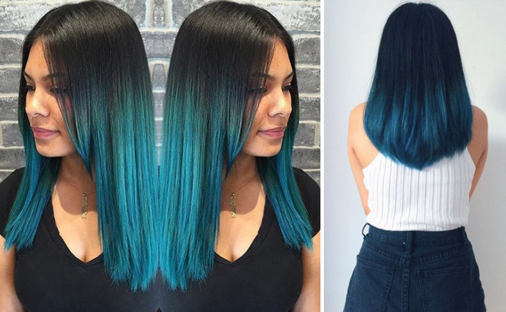 Indigo Blue Ombre Hair Weave - wide 3