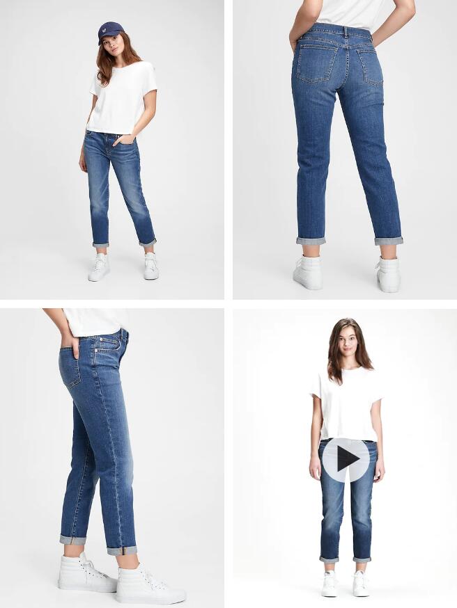Quần jeans girlfriend phom Mid Rise với công nghệ Washwell - GAP