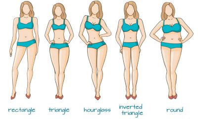 different body types - hourglass, apple, rectangle, triangle, and inverted triangle