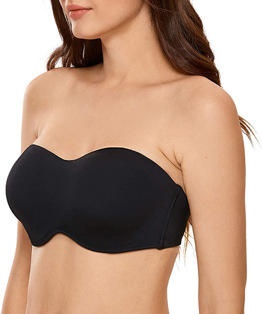 DELIMIRA Women's Seamless Underwire Bandeau Minimizer Strapless Bra for Large Bust