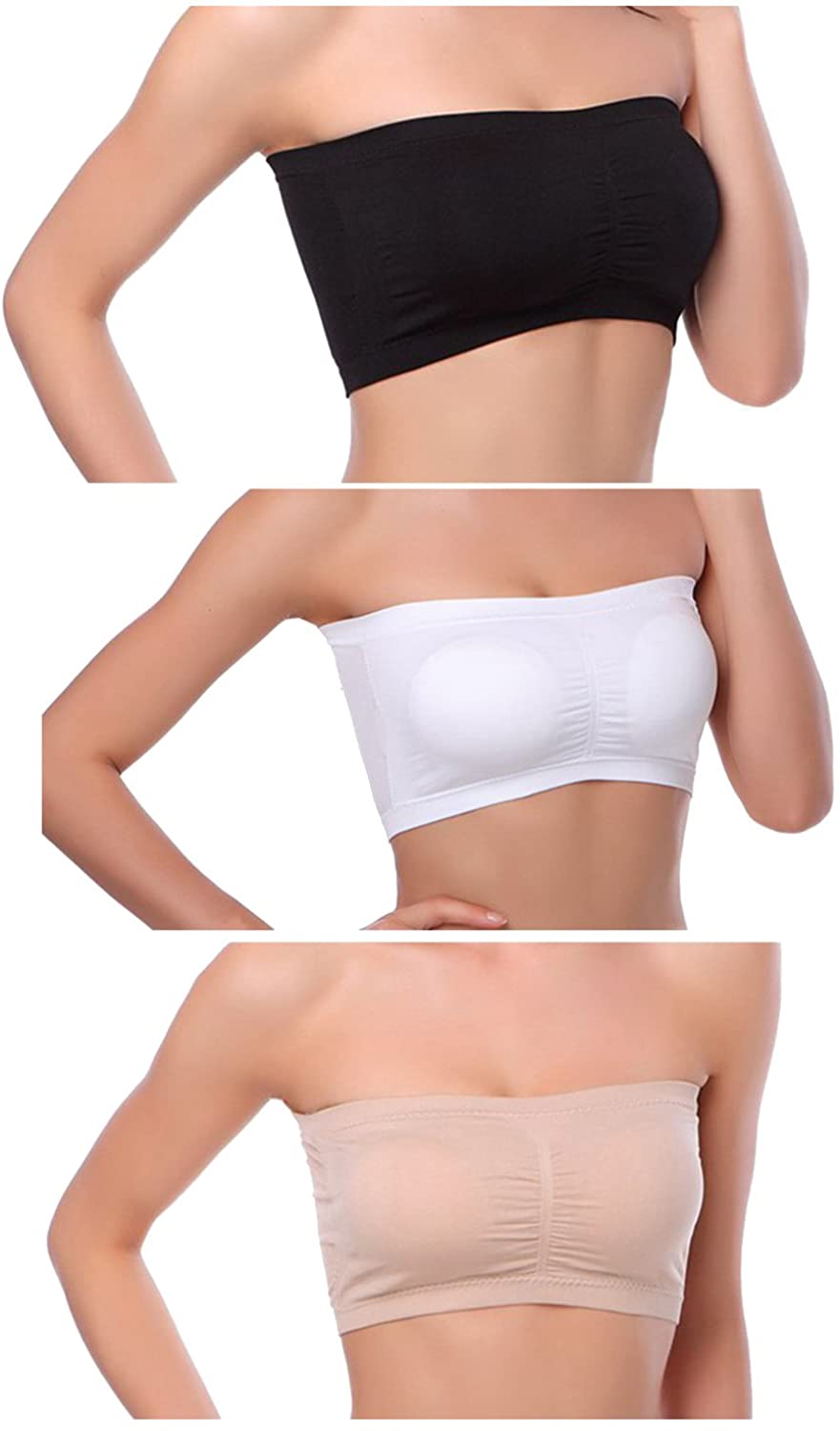 Venbond - Women's Bandeau Crop-Top Padded Strapless Bra