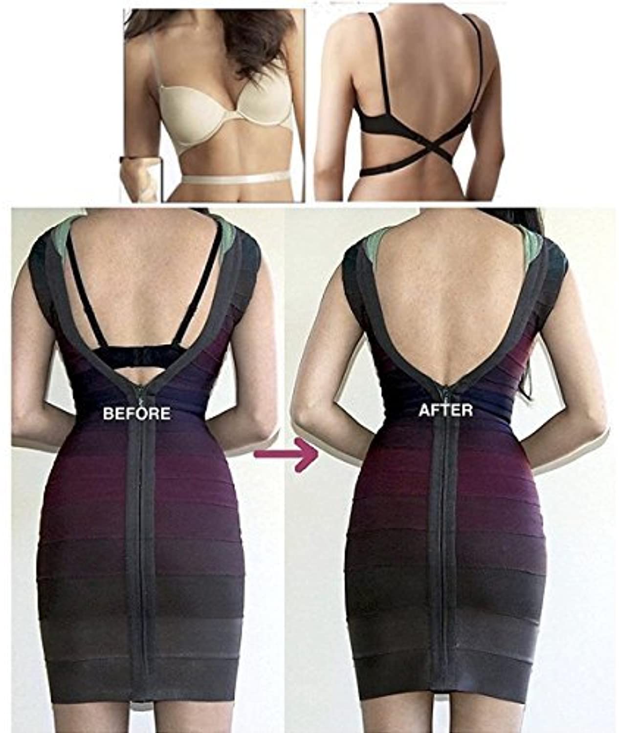 before and after using Low Back Bra Converter Straps