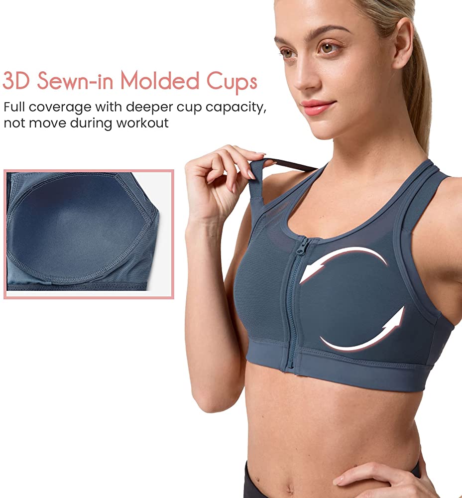 7 Best Zip-front Sports Bras 2022- Easy Fastening & Lockable Zips 9 Yvette – Women’s High-impact Plus-size Sports Bra Double-deck Mesh