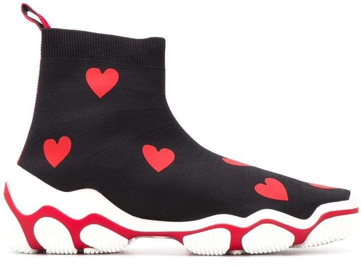 Valentino Red (V) Sock-Style High-Top Sneakers