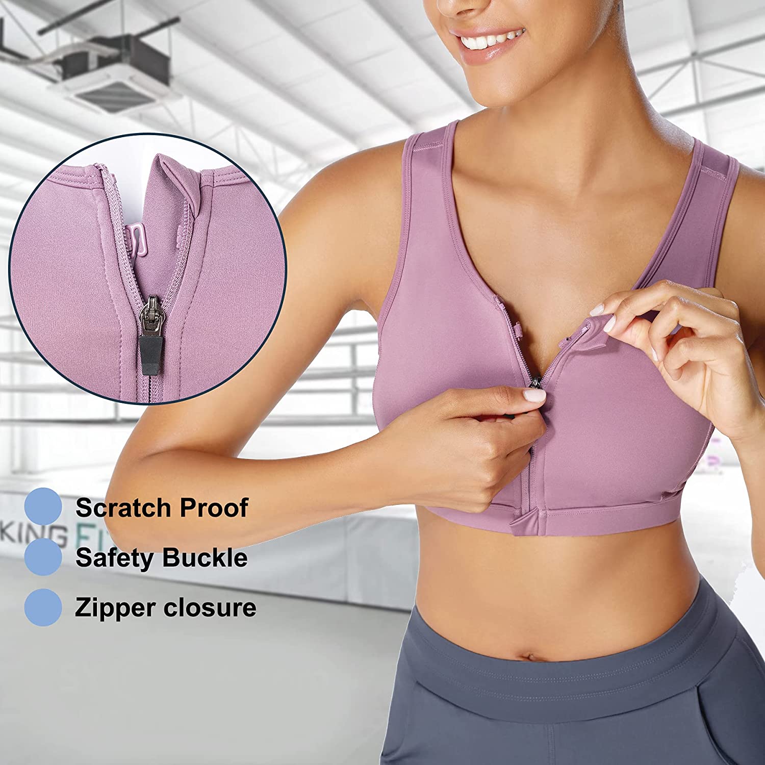 IHHCOXK – Women’s Medium-support Racerback Zip-front Sports Bra