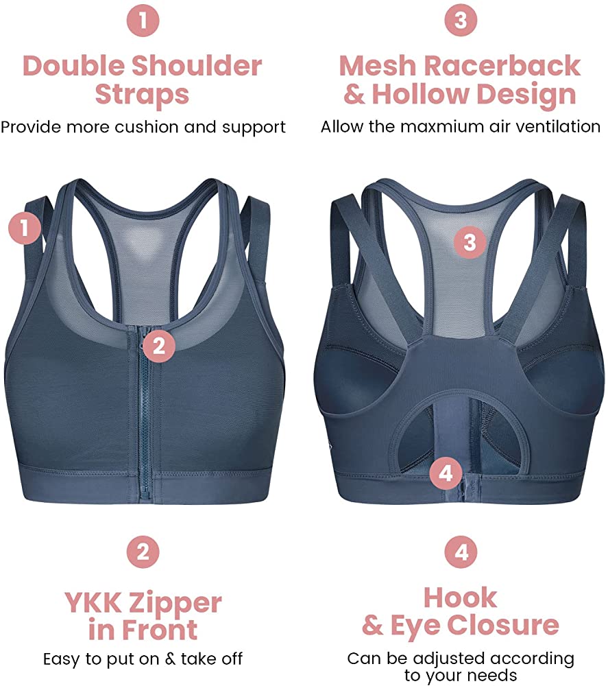 Yvette – Women’s High-impact Plus-size Sports Bra Double-deck Mesh