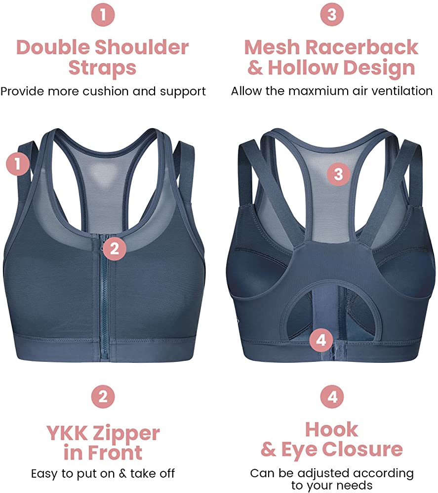 Yvette – Women’s High-impact Plus-size Sports Bra Double-deck Mesh