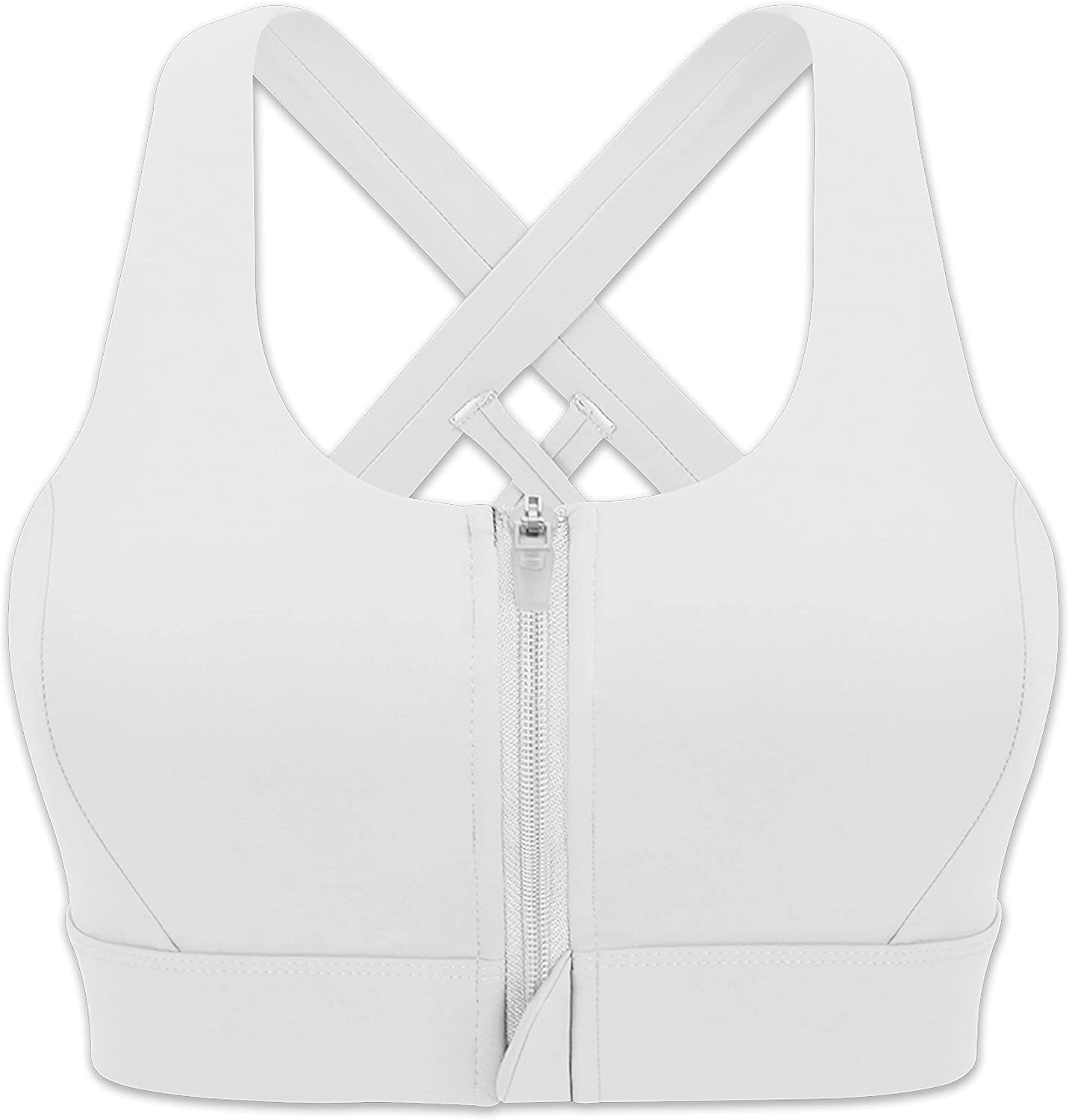 Zip-front High Impact Sports Bra with Strappy Back