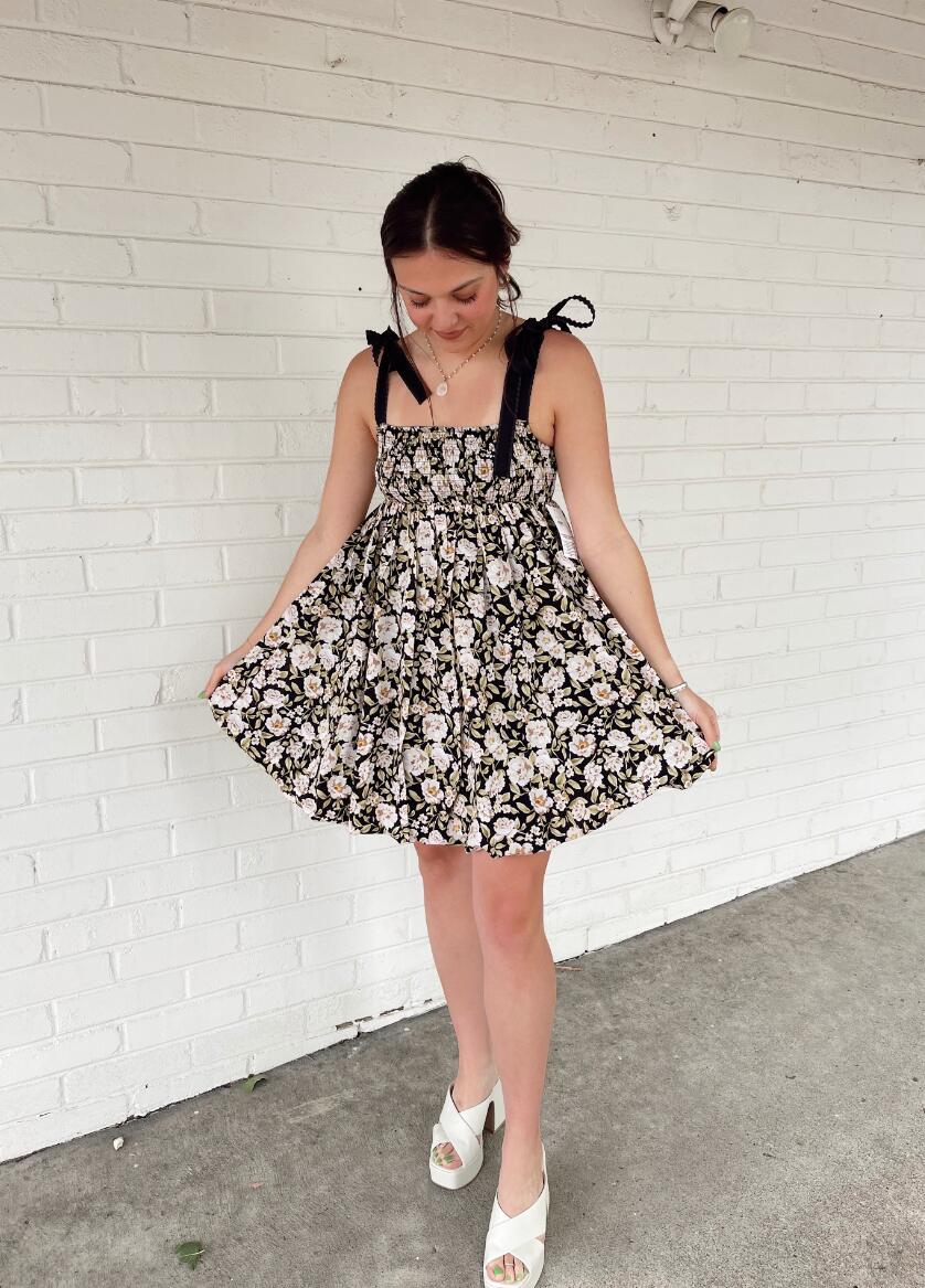 saison floral mini dress  bubble hemSpring Outfits Summer Outfit