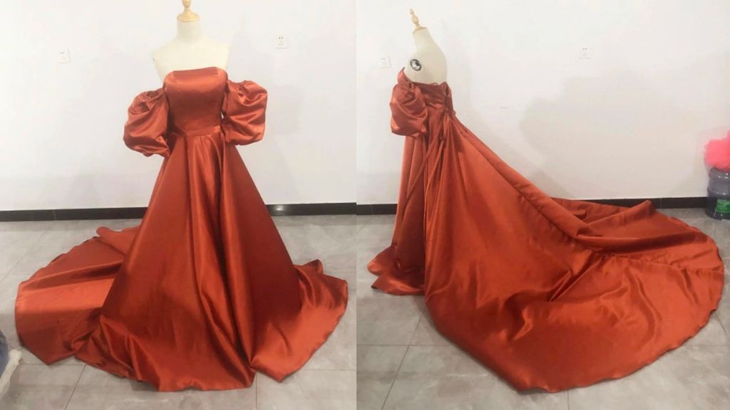 Fantastic ball-gown satin bridesmaid gown