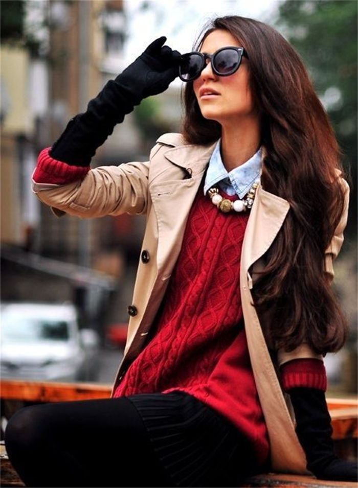 Gloves Outfit ideas for women street fashion 13