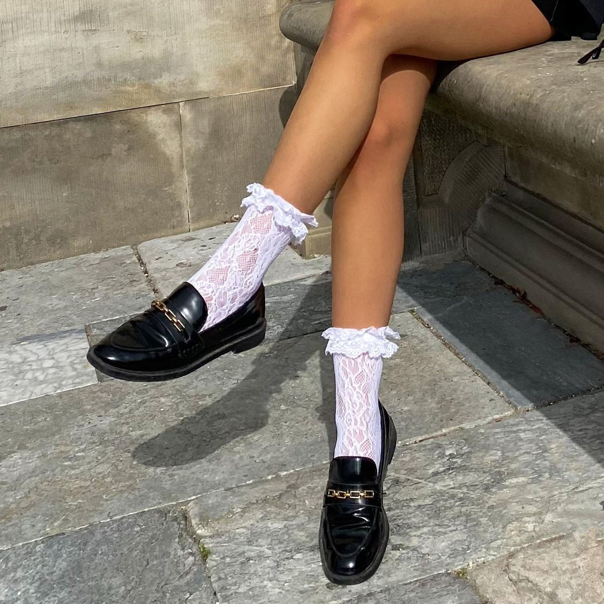 loafers with lace socks