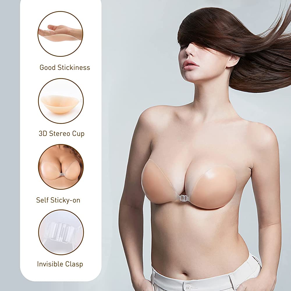 Niidor Strapless Sticky Invisible Push Up Silicone Adhesive Bra