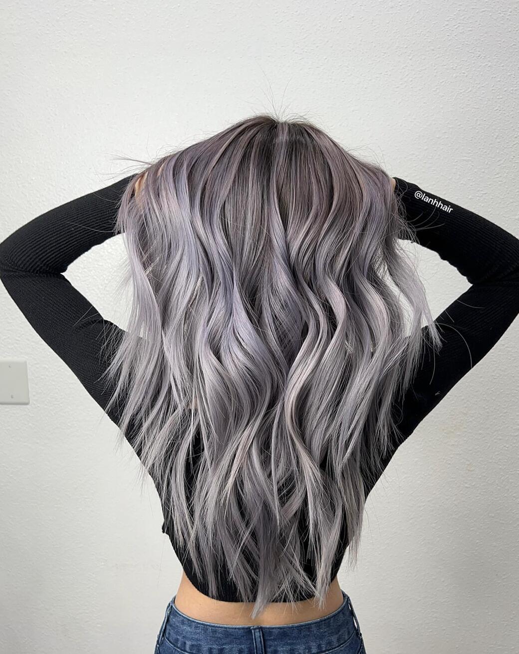 grey purple balayage hair