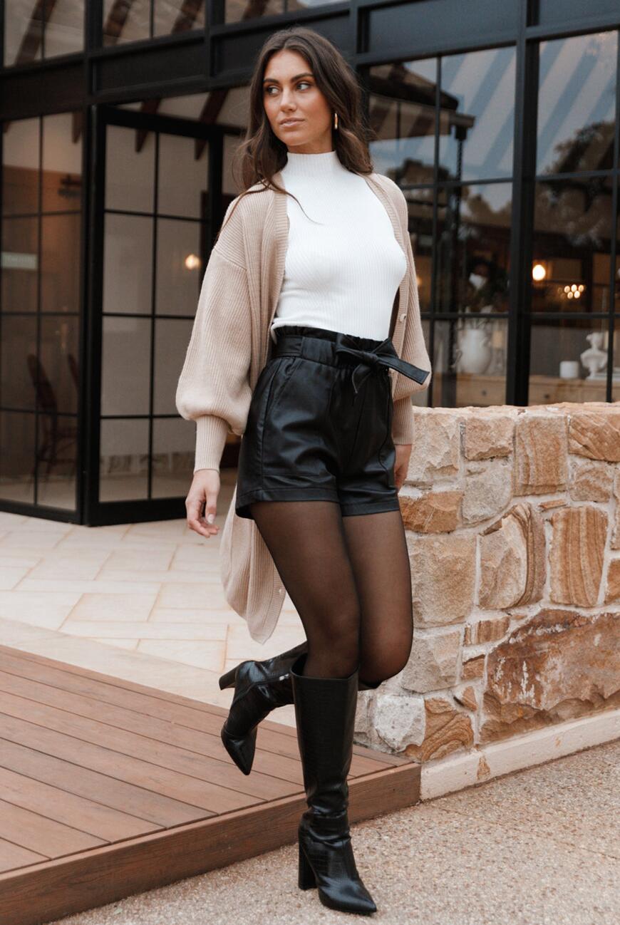 Leather Shorts outfit for women