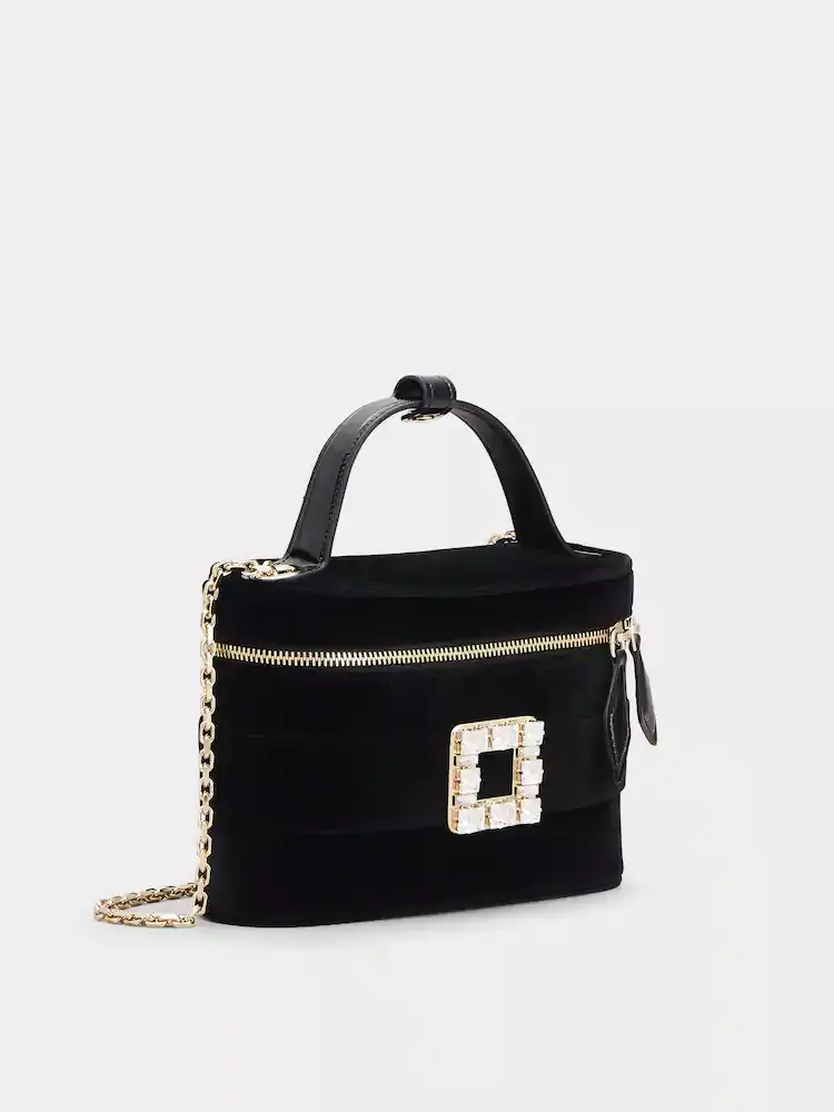 Roger Vivier Vanity Strass Buckle Micro Bag in Velvet
