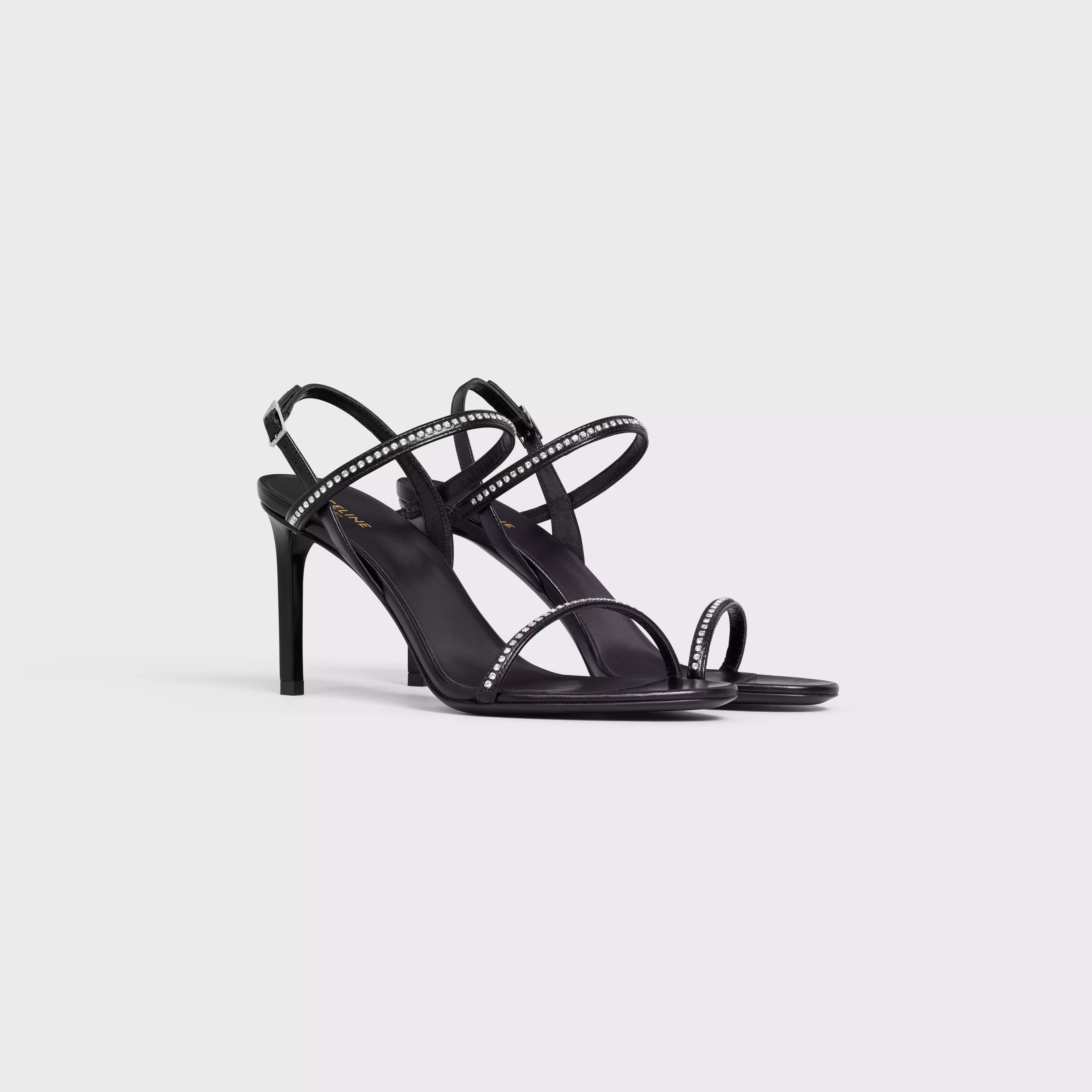 Celine Soir Strap Sandal with Strass in Lambskin with Strass