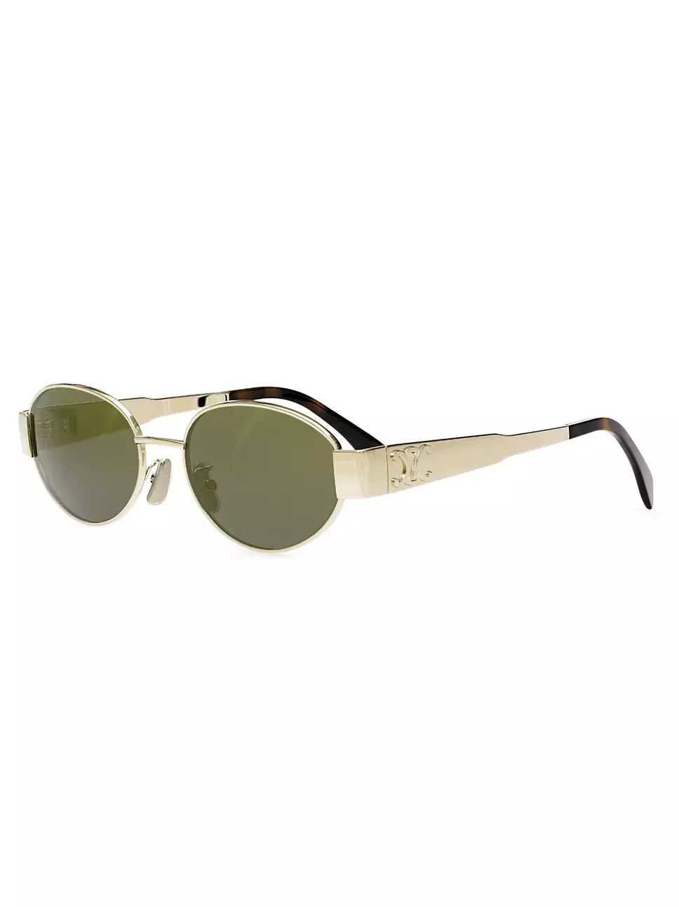 Celine Triomphe Metal Sunglasses In Metal Gold Green