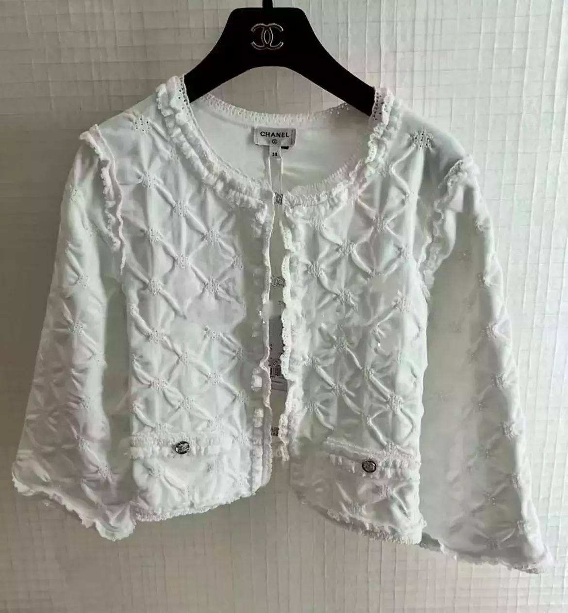 Chanel Eyelet Lace Trim Jacket