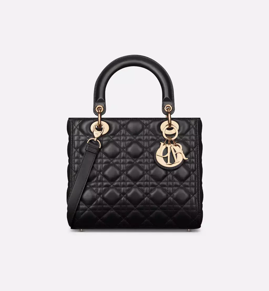 Dior Medium Lady Dior Bag In Black Cannage Lambskin