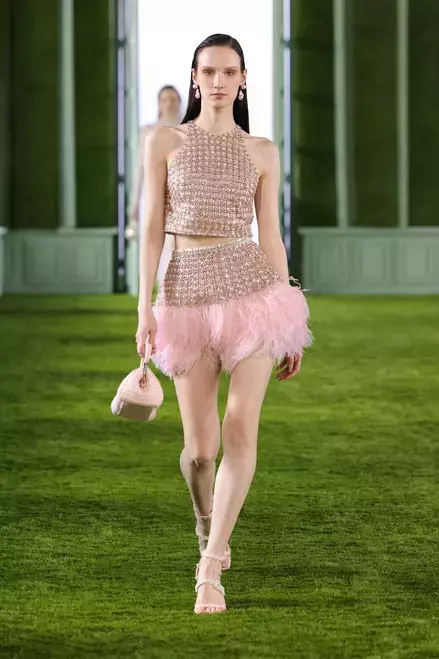 Georges Hobeika Beaded Tulle Halter Top With Skirt