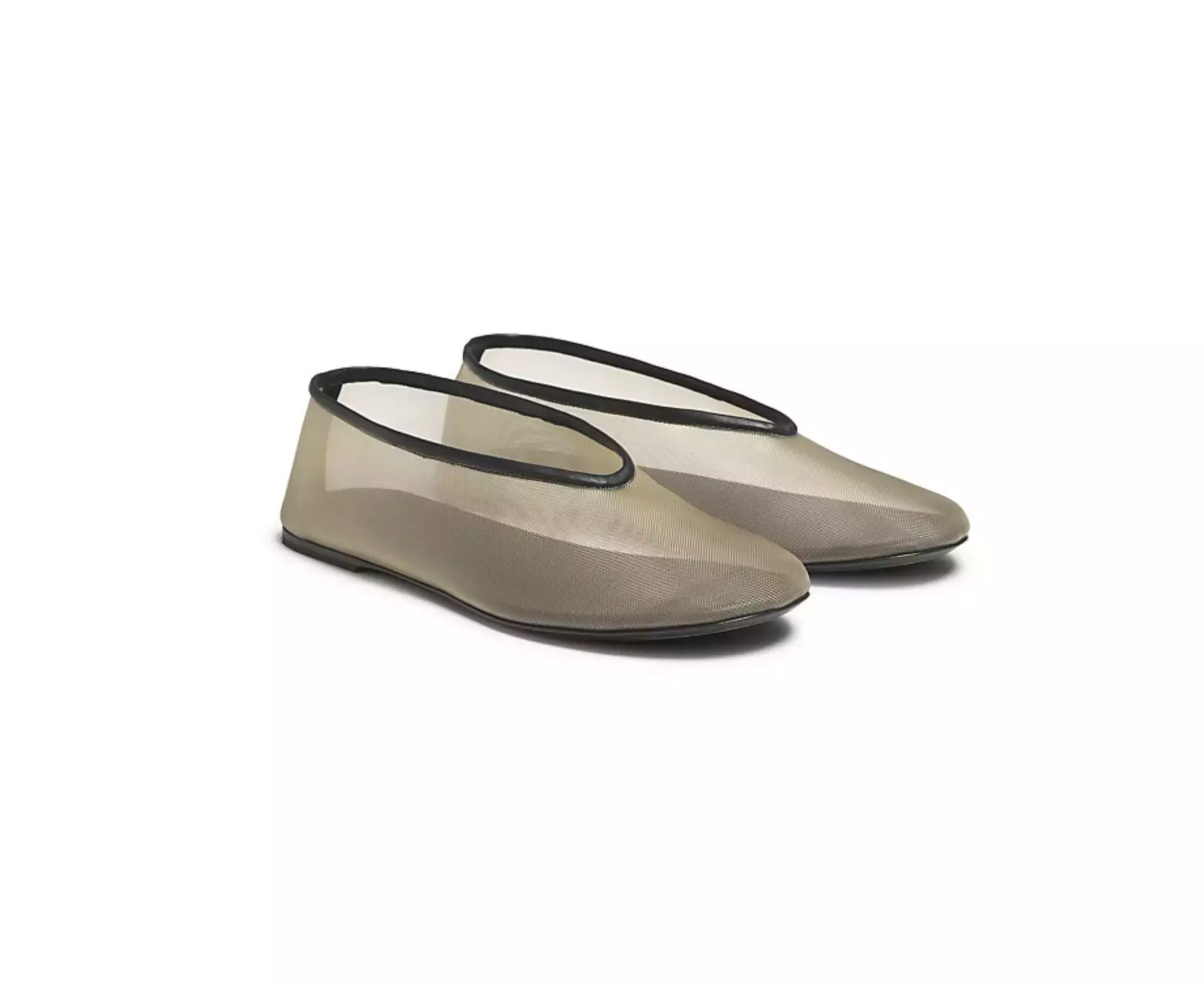 Khaite Marcy Leather Trimmed Mesh Ballet Flats