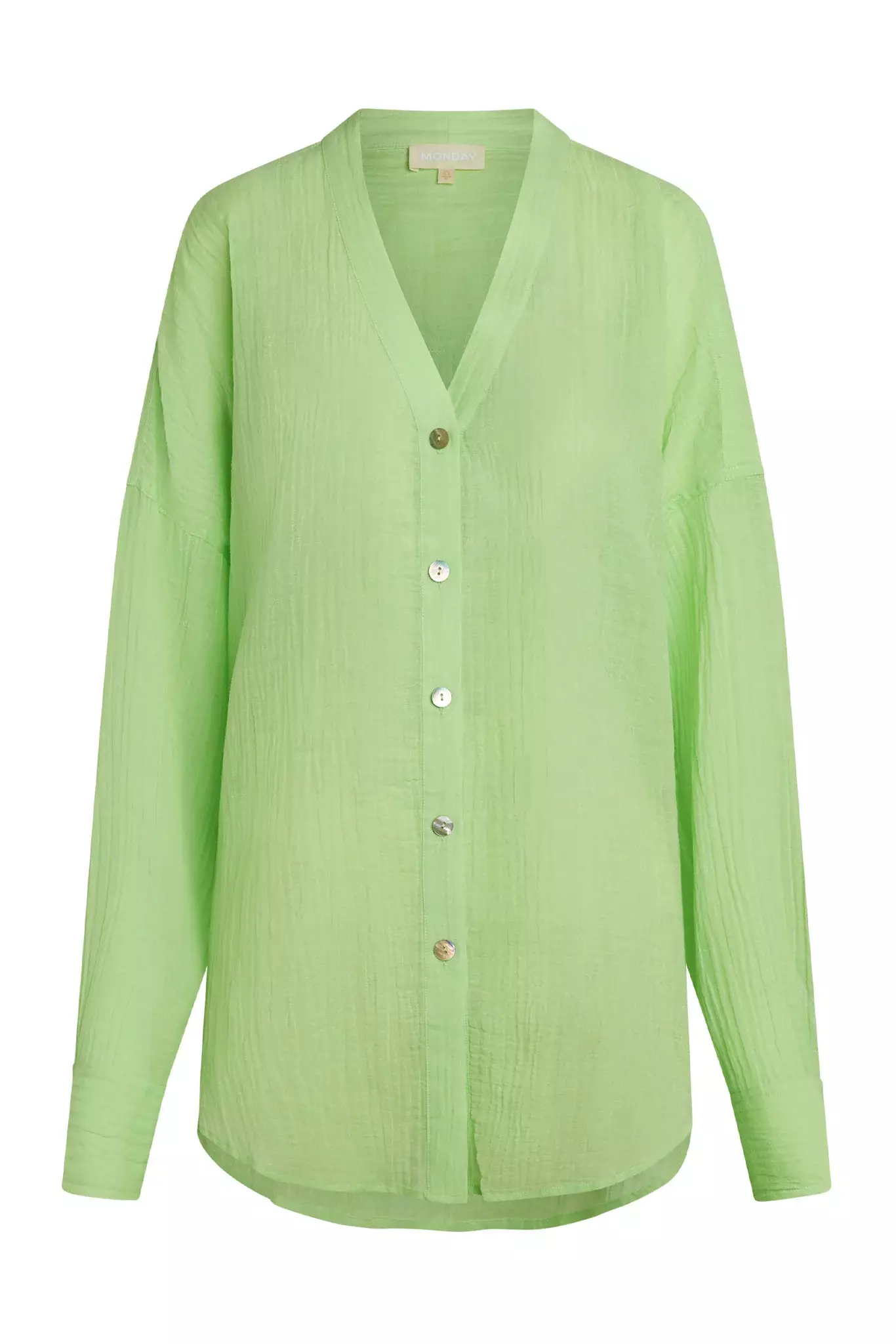 Monday Swimwear Barcelona Tunic In Honeydew Crinkle Linen
