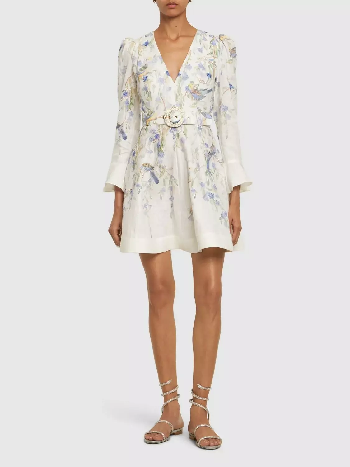 Zimmermann Natura Flowers Belted Linen Mini Dress