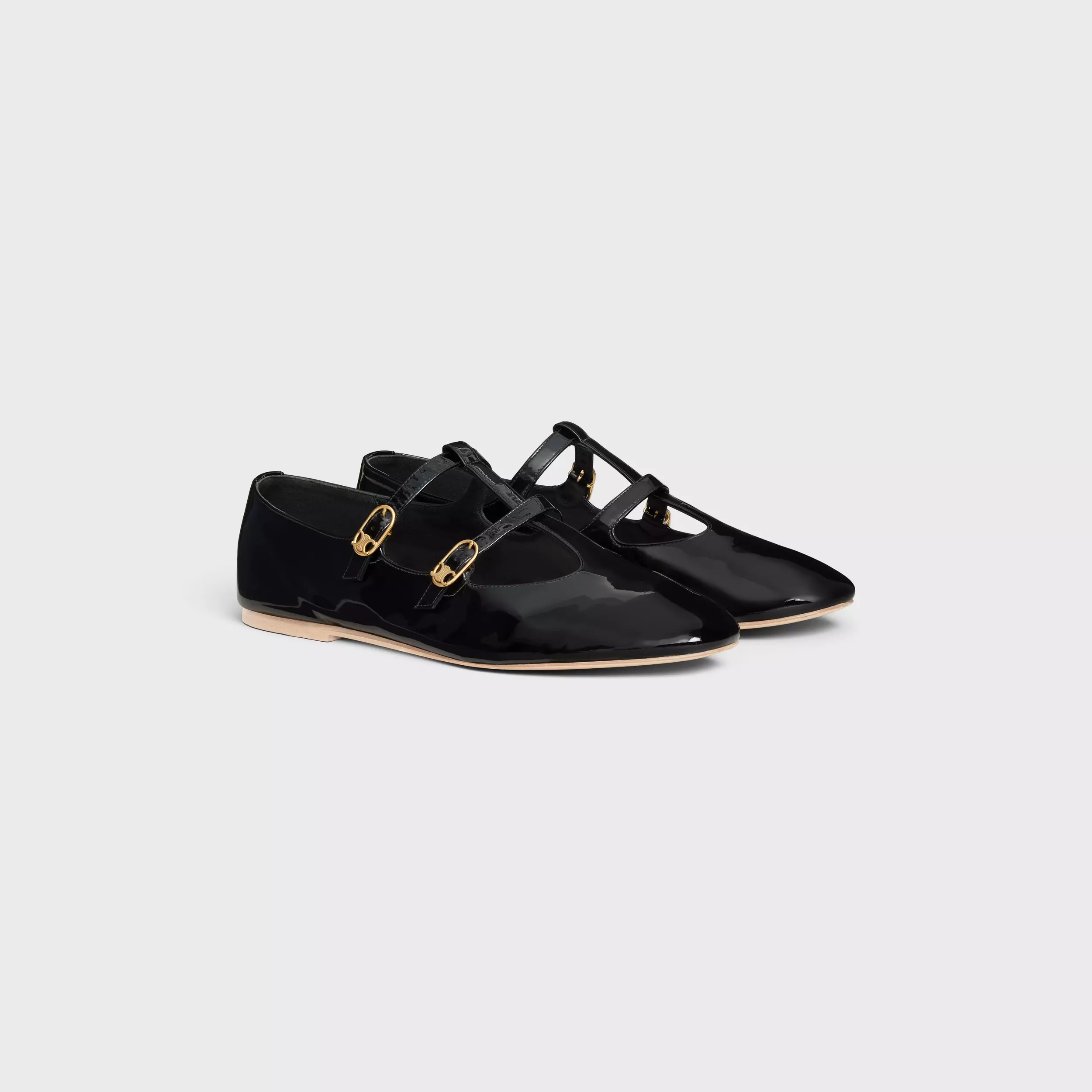 Celin Les Ballerines Celine Babies In Patent Calfskin