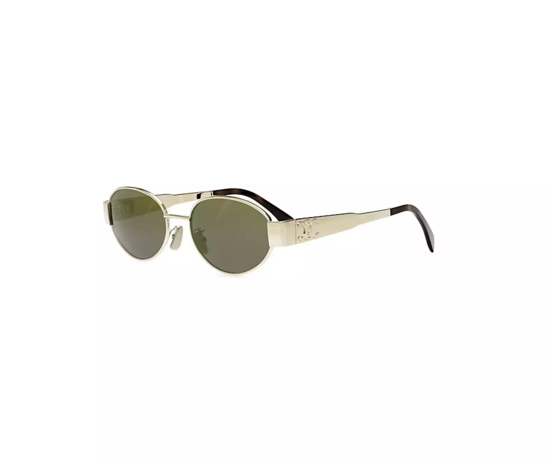Celine Triomphe Metal Sunglasses In Metal Gold Green