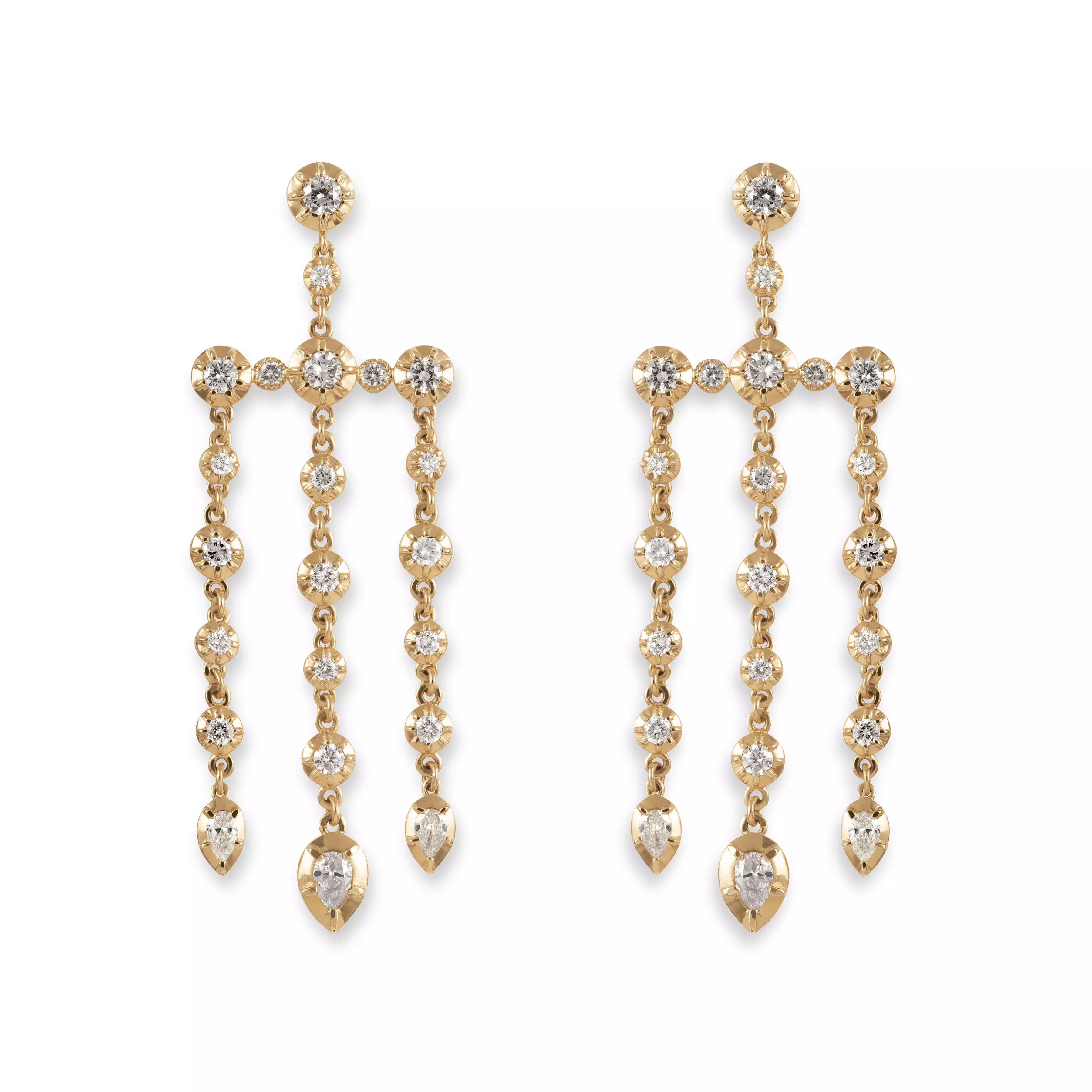 Jacquie Aiche Round Teardrop Sophia Diamond Chandelier Earrings