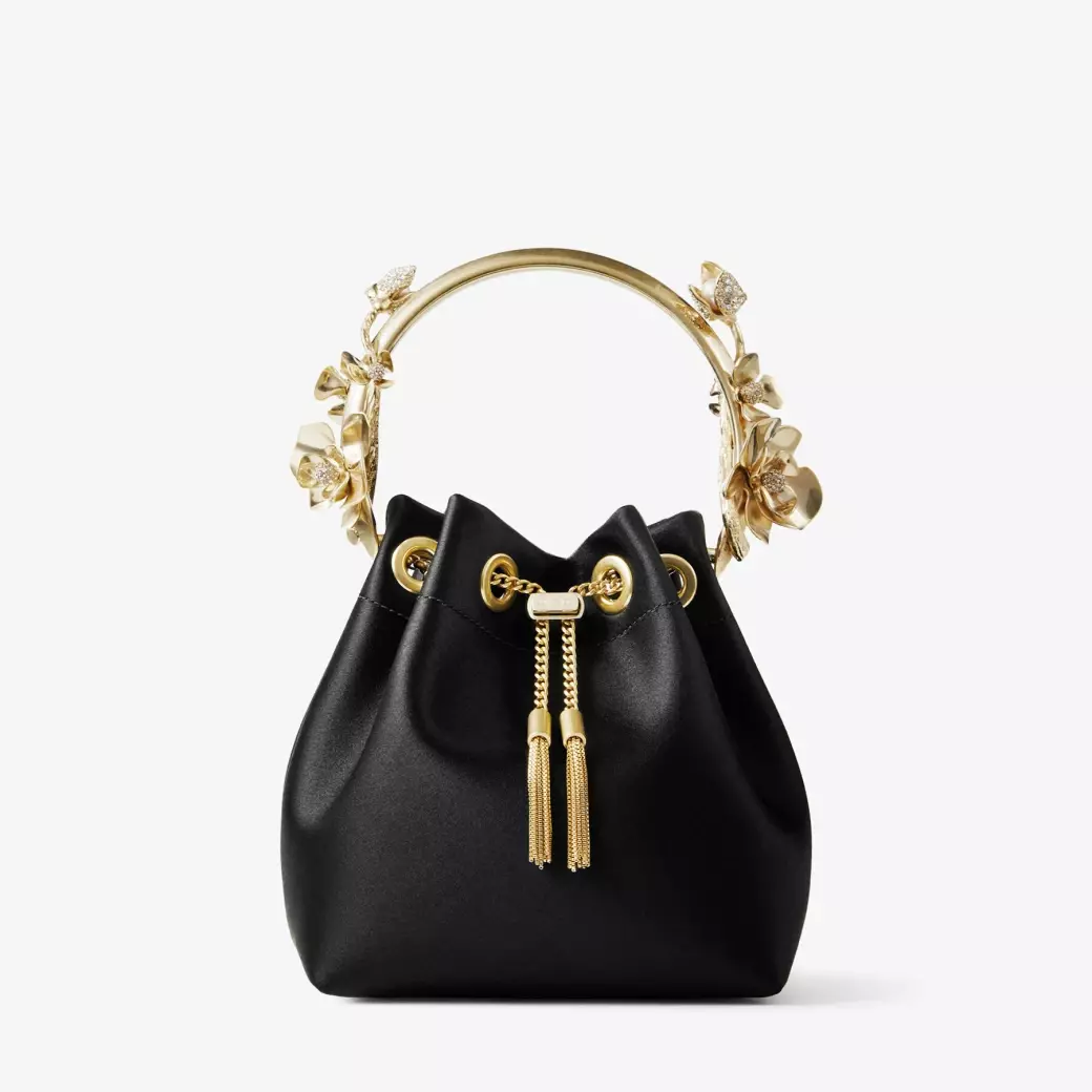 Jimmy Choo Bon Bon Satin Bag With Metal Flowers